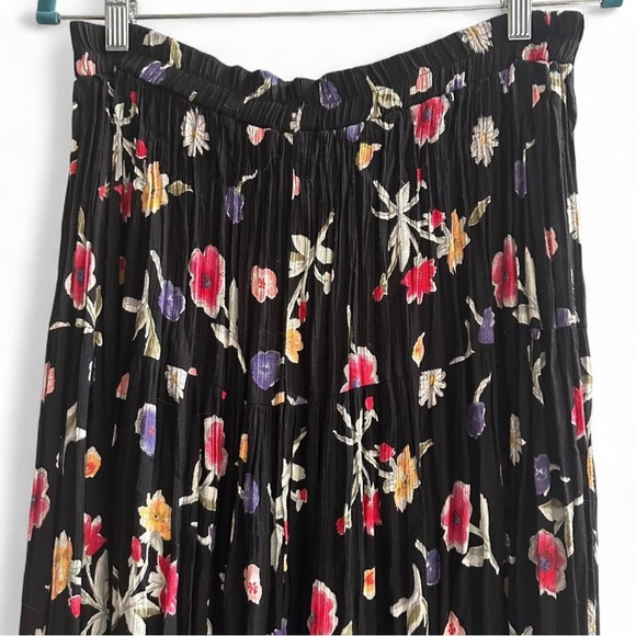 Vintage Floral Black Pleated Skirt Cottagecore Y2K Women’s Small Whimsical - Picture 2 of 5